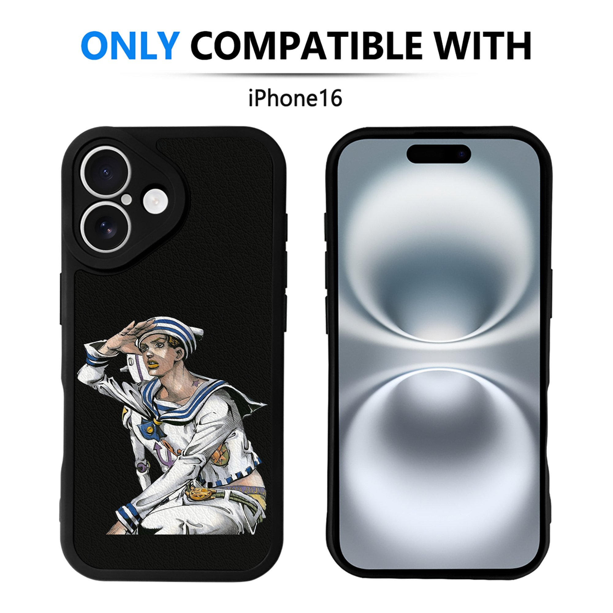 （画像用） ジョジョの奇妙な冒険 東方定助 JoJo's Bizarre Adventure Higashikata Josuke 【iPhone 16シリーズ対応】シリコンスマホケース（レザー調） 材質：シリコン
